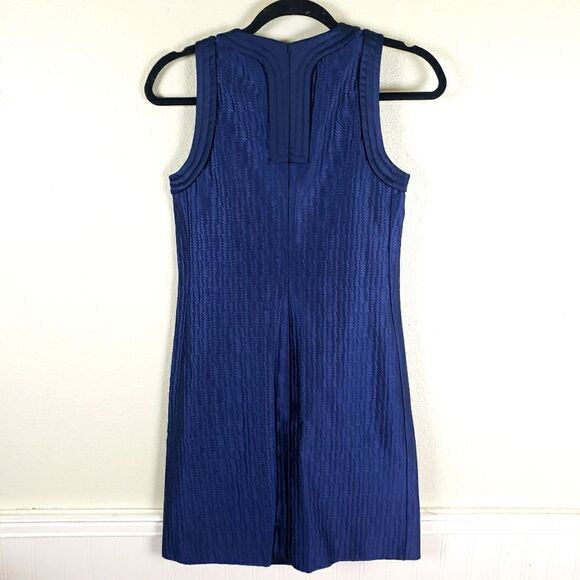 Emporio armani Women's Navy Blue Textured Zip Up Designer Elegant Chic Dress XS - Picture 2 of 10
